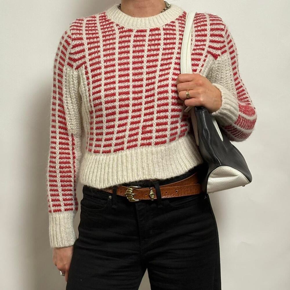 Cooperative Red Geometric Crop Sweater - XS